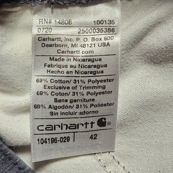 Carhartt Mens 42 BS196-M Force Relaxed Fit Work Cargo Shorts Grey - Picture 8 of 12